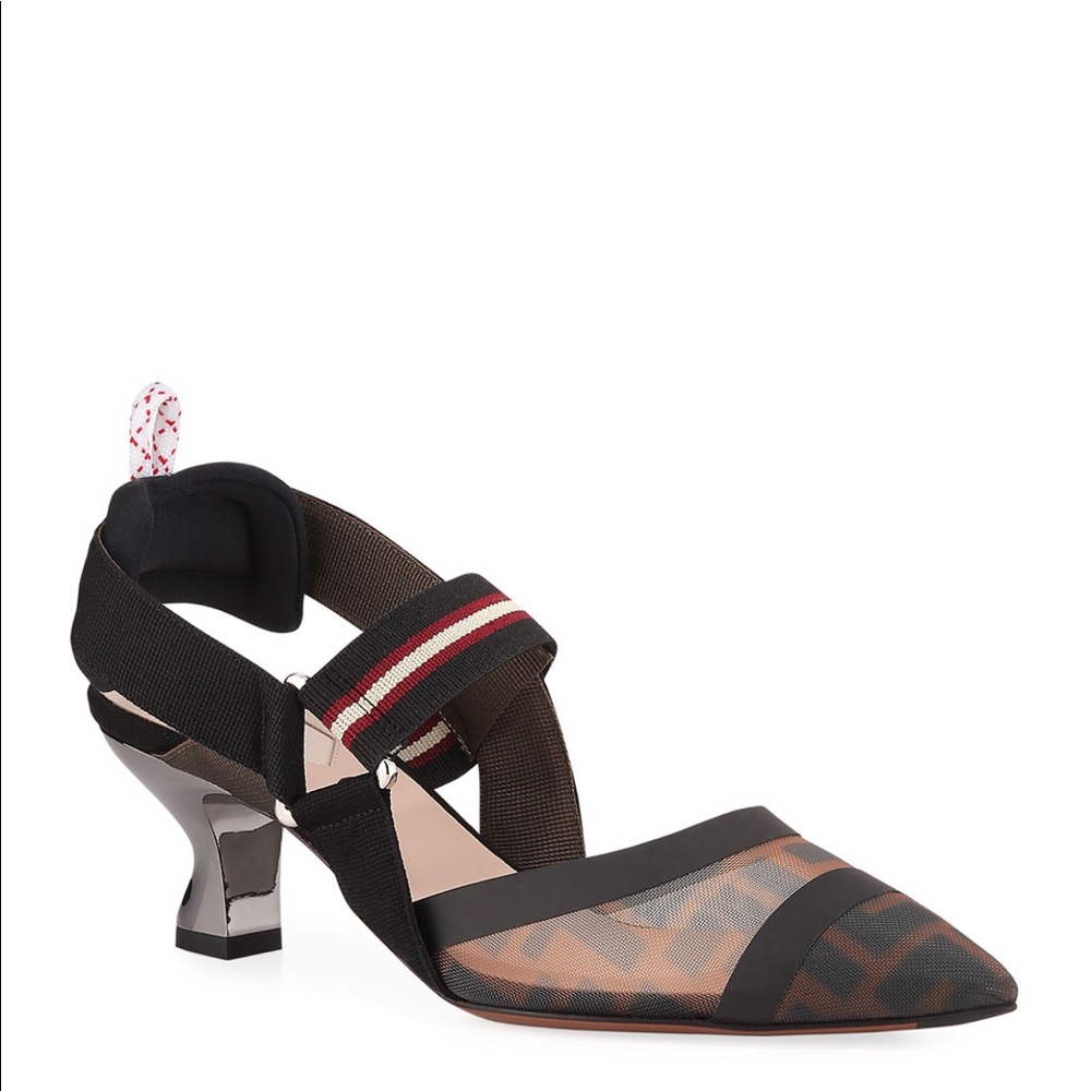 Fendi Colibri Runway Mesh FF Slingback Pumps